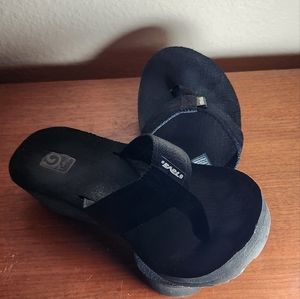 Teva Mandalyn Wedge Sandal Flip Flop Slip On Black Women’s Size 9